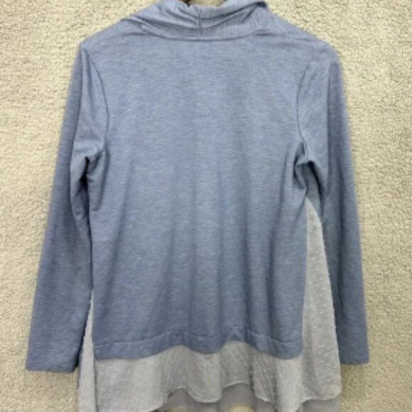 LOGO Lounge Cardigan Womens XS Blue Open Front Drape Pockets Boho Layered Cozy - Picture 2 of 6